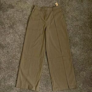 OGL - New High Waisted Plicated Wide Leg Pant - Stone Grey Sripe